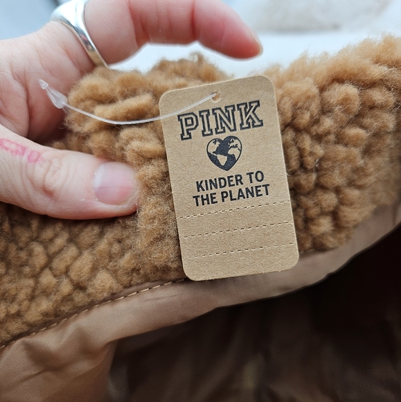 PINK Plush‎ Fleece Sherpa Brown TOTE BAG Snap Closure Victoria secrets bag purse - Picture 7 of 12